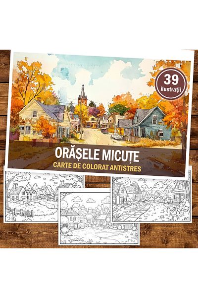 Legendary Gifts Anti-stress Coloring Book, 39 Illustrations Little Towns, 84 Pages, Format: A5