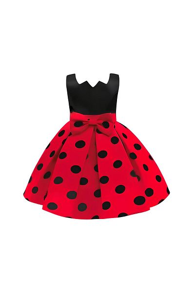 Noname Girl's Dress - Ladybug, 3-7 years, Satin
