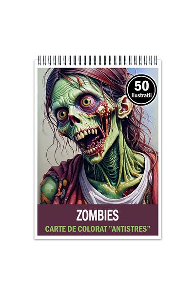 Legendary Gifts Anti-stress Coloring Book, 50 Zombies Illustrations, 106 Pages, Format: A5