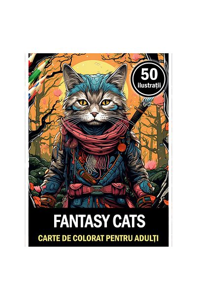 Legendary Gifts Anti-stress Coloring Book, 50 Illustrations, Fantasy Cats, 106 Pages, Format: A5