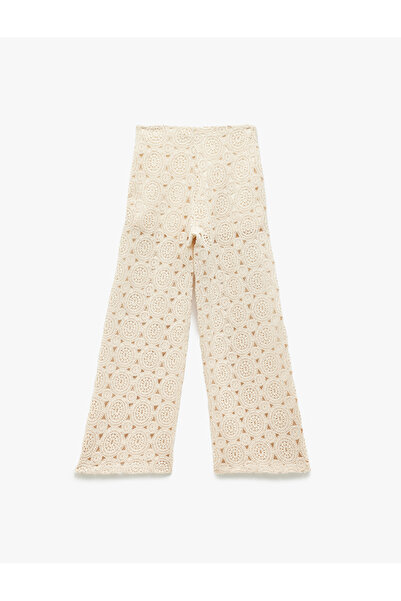 Koton Pamuklu Yarım Astarlı Ajurlu Fermuarlı Kroşe Uzun Pantolon