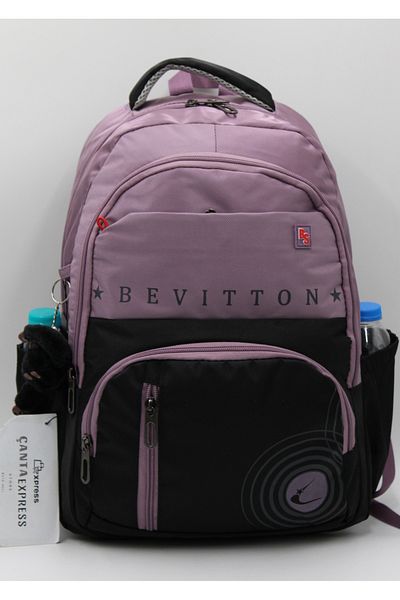 ÇantaExpress 34400 Plum-Black Water Resistant Fabric School Bag Unisex Daily School Backpack