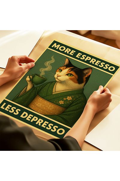 ARTHOUSECOLLECTIVE Περισσότερο Espresso Less Depresso - Αφίσα χωρίς πλαίσιο σε μεγέθη πίνακα