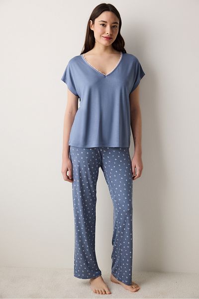 Penti Set pijama Alia cu pantaloni întunecați gri