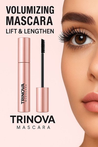 Trinova Black Eyebrow and Eyelash Waterproof Mascara