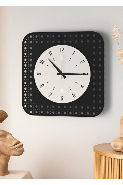 LUPOKRAFT Modern Delikli Tasarım Duvar Saati | Ceviz & Beyaz MDF | 48cm Büyük...