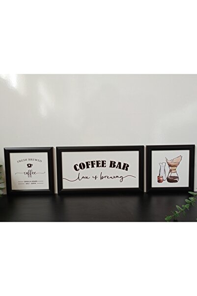 Wooden Factory ركن القهوة، طاولة خشبية مكونة من 3 قطع بإطار بلاستيكي طازج