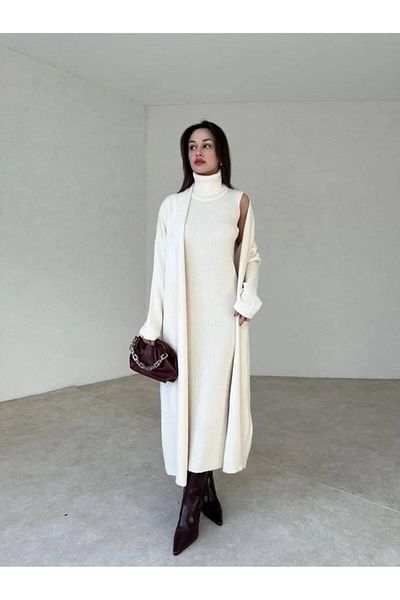 NZL TEKSTİL Dgns''Teacher Collection'' 2-Piece Cardigan-Dress Set Star of the Night