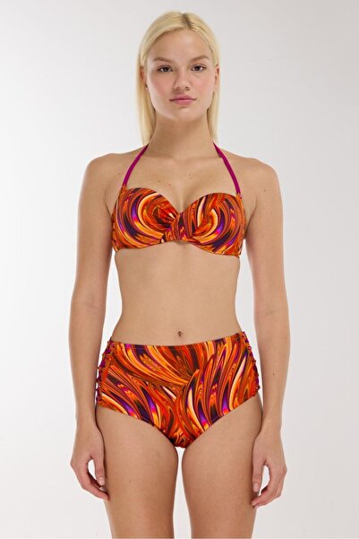 AYYILDIZ 5625 Orange Print High Waist Bikini Set