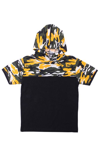FYK KİDS Boy's Hooded Camouflage Patterned Capri-Sweatshirt Bottom Top Set