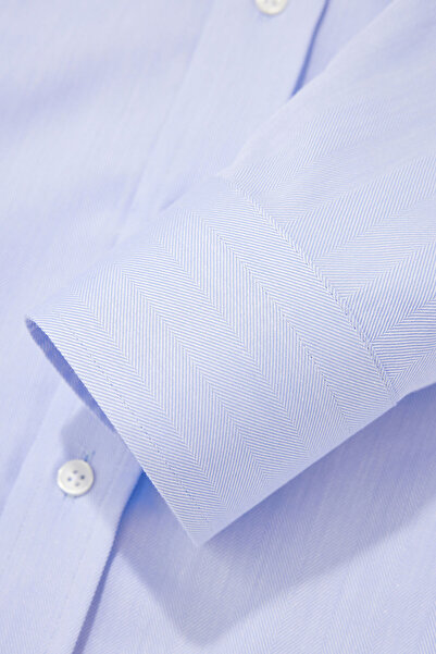 W Collection KOYU MAVİ UZUN KOLLU DOKULU GÖMLEK