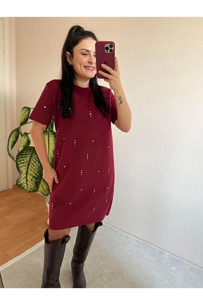 STEALLE MODA GİYİM Φόρεμα με Πέτρες από Suede-1041