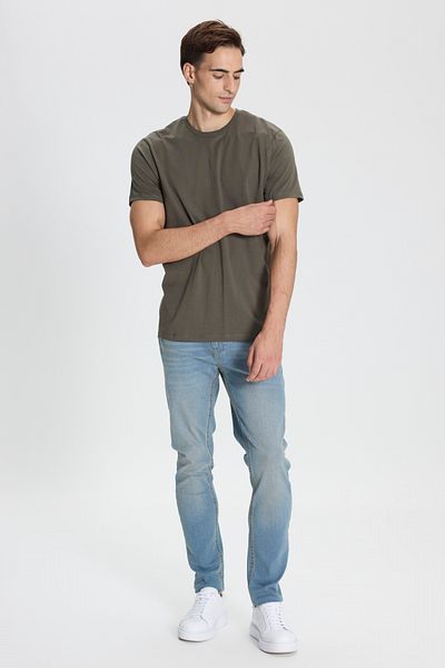 AC&Co / Altınyıldız Classics Βαμβακερό T-Shirt Slim Fit Slim Fit Crew Neck Khaki T-shirt