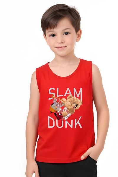 FYK KİDS Boy's Slam Dunk Printed Top-Bottom Kit
