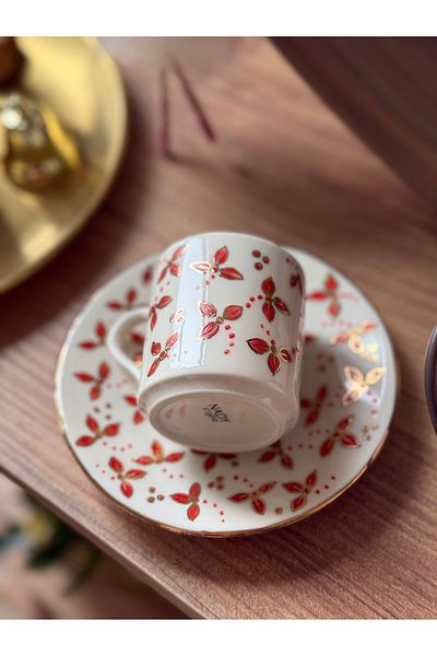 NADY STUDIO Elhambra 2-Person Handmade 24K Gold Inlaid Porcelain Handmade Coffee Cup Set