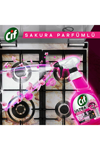Cif Ultra Sprey Sakura Parfümlü 750 ml x1 + Cif Ultra Anında Etki Kir ve Yağ Çözücü 1025 ml x1
