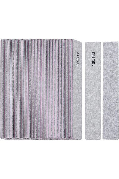 LA PERLA TECH 25 Pcs Nail File 100/180 Grit for Acrylic Nails, Professional Buffering Files Double Sided