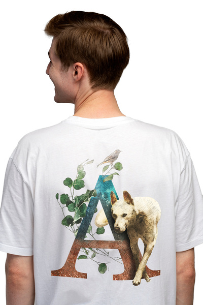 StoryGift Romania Tricou bărbătesc cu cățeluș, literă, A, pasăre, frunze, cu ...