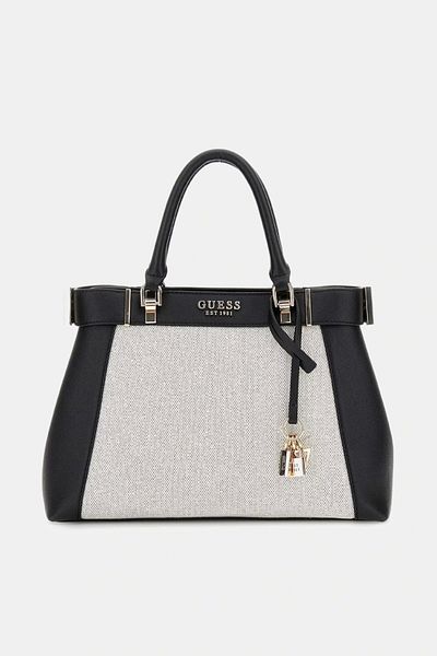 Guess Anadela 3 Comp Satchel Women's Black Handbag Hwag9633060-Ntb