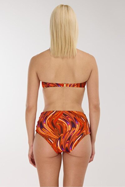 AYYILDIZ 5625 Orange Print High Waist Bikini Set
