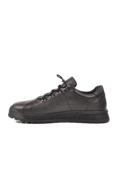WALKWAY 3K1820 Black Genuine Leather Men's Sneaker