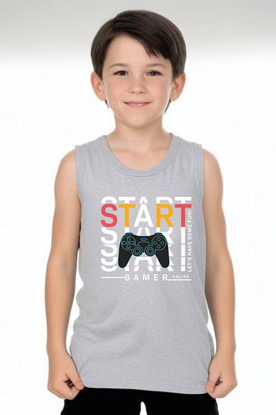 FYK KİDS Boy's Printed Zero Sleeve 06 Start Set Top-Bottom
