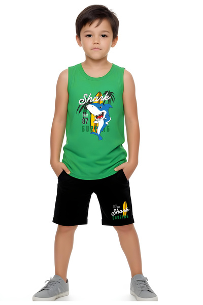 FYK KİDS Dečački Štampano Zero Arm SHARK SURFING Set gornjeg i donjeg dela