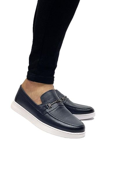 Liger Ανδρικά παπούτσια casual 100% γνήσιο δέρμα εσωτερικά και εξωτερικά με αγκράφα Navy Blue