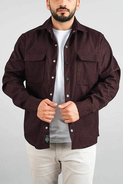 bombe Ανδρικό Claret Red Seasonal Casual Scuba Coating Αθλητικό κομμένο παλτό πουκάμισο με κουμπωτά