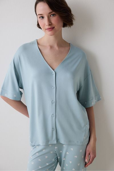 Penti Lana Grünes Hemd-Hosen-Pyjama-Set