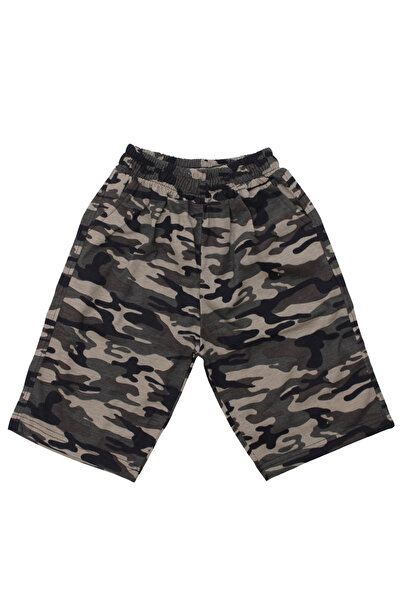 FYK KİDS Boy's 3-Piece Camouflage Patterned Capri-Printed T-Shirt - Camouflage Patterned Sweatshirt Bottom Top Set
