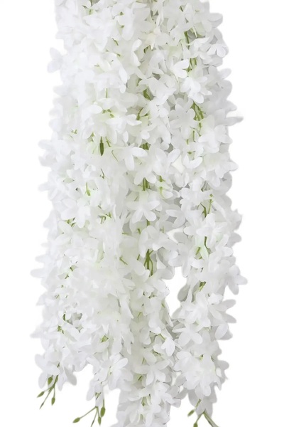 yapay çiçek evi Dolgun Yapraklı Sarkan Akasya Çiçeği Yapay Kumaş Çiçek 4 Dal 1 Demet Sap Dahil 80 Cm-9