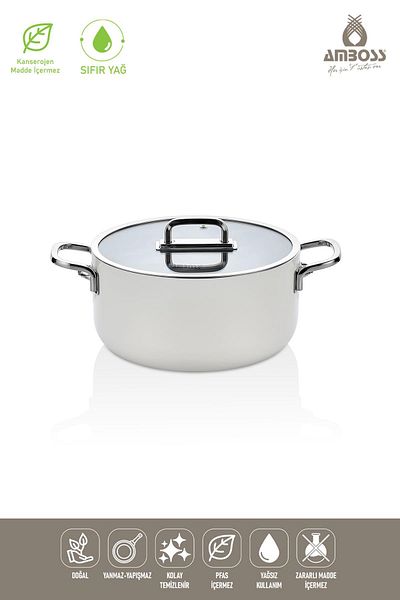 Amboss Sera Nova Ceramic Fireproof Non-Stick Deep Pot 20 cm – White