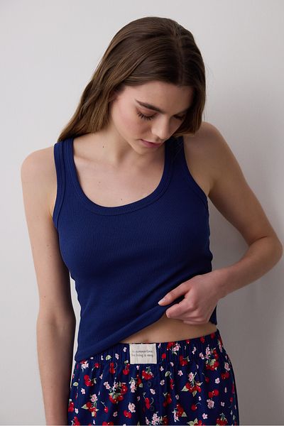 Penti Kirschenhose Marineblaues Pyjama-Set
