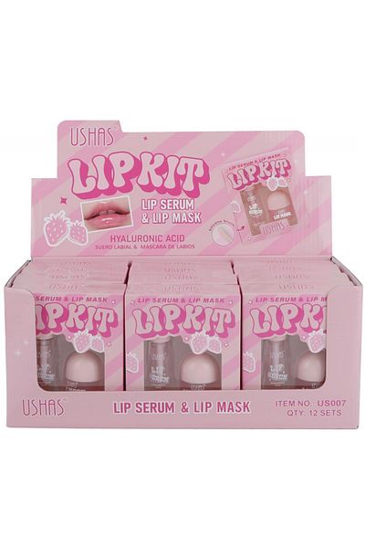 Ushas Set Îngrijire Buze USHAS – Lip Serum & Lip Mask cu Acid Hialuronic, Hidratare & Regenerare