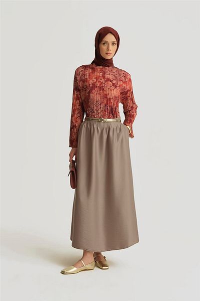 Armine Fusta din satin cu nervuri 25Y1803 Stone