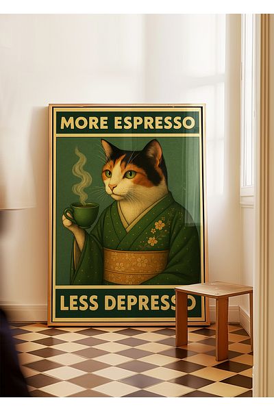 ARTHOUSECOLLECTIVE Περισσότερο Espresso Less Depresso - Αφίσα χωρίς πλαίσιο σε μεγέθη πίνακα