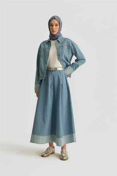 Armine Denim Skirt 25Yd4243-2 Ice Blue