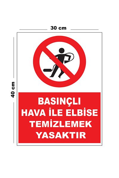 Lucena Metal Compressed Air Prohibited Clothing Cleaning 30cm X 40cm A3 Size Warning Sign Direction
