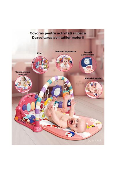 indiggo Activity Center, KinderVibe, Removable Piano, Sounds, Lights, Toys, Removable Mirror, Pink