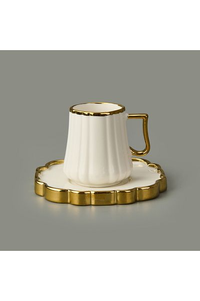 Paçi İsla Set of 6 Coffee Cups - White / Yellow