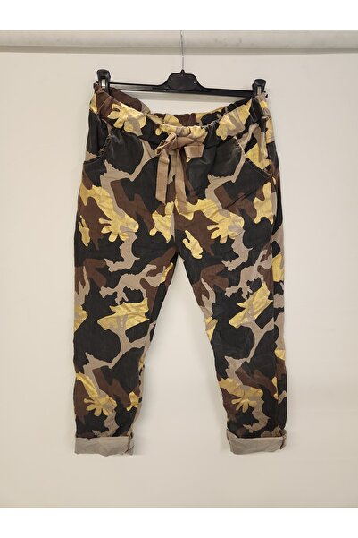 della moor Women's Mink Italian Foiled Camouflage Pattern Trousers