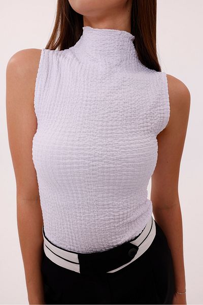 Sarte Royal Women's White Sleeveless Wrap Blouse