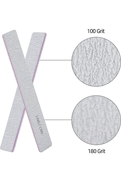 LA PERLA TECH 25 Pcs Nail File 100/180 Grit for Acrylic Nails, Professional Buffering Files Double Sided