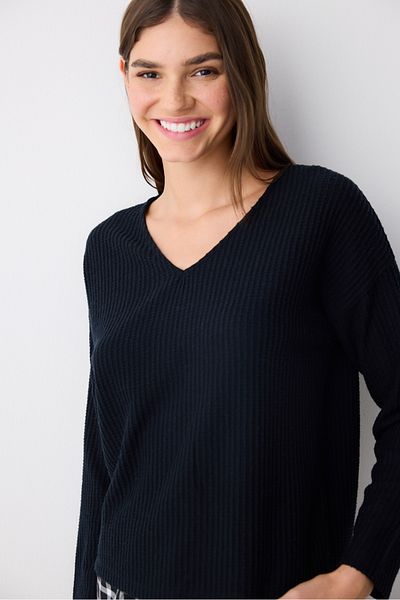 Penti Alia Dark Black Sweatshirt-Pyjama-Oberteil