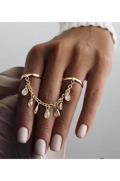 Venus Design Çelik 2li Damla Taşlı Yüzük