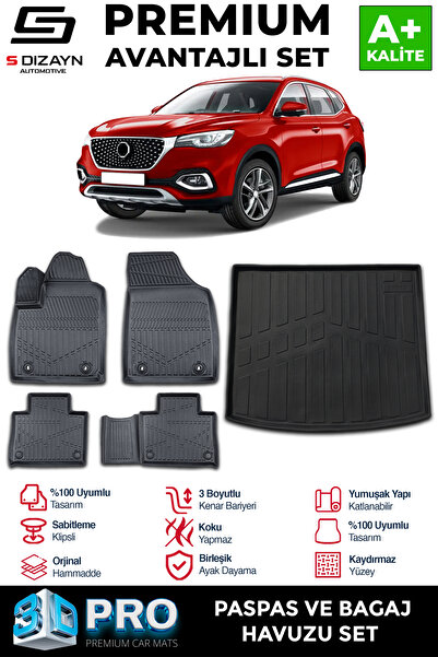 S Dizayn S-Dizayn MG EHS Elektrikli 3D Pro Havuzlu Paspas ve Bagaj Havuzu Seti (2'li SET) 2018-2024 A+ Kalite