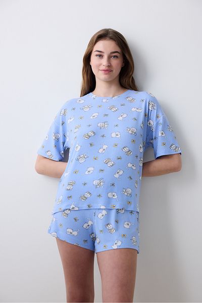 Penti Tricou cu imprimeu Bowtiful Top de pijama albastru deschis