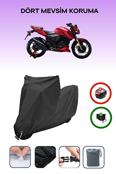 Breen Siyah, TVS Apache RTR 200, Motosiklet Brandası, Kilit Uyumlu, Arka Çant...
