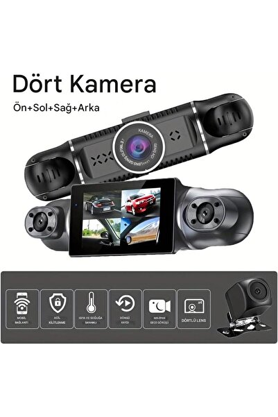 idragon Araç Kamerası - 4 Kameralı - GPS Takip - G Sensör - 1080P Kayıt - Wif...